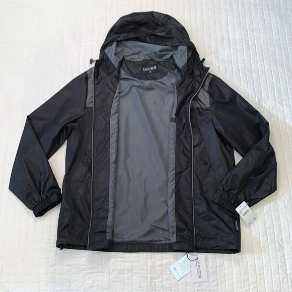 NWT Noize Colorblock Oden Hooded Zip Up Windbreaker, Black & Gray, Size L - Picture 8 of 16